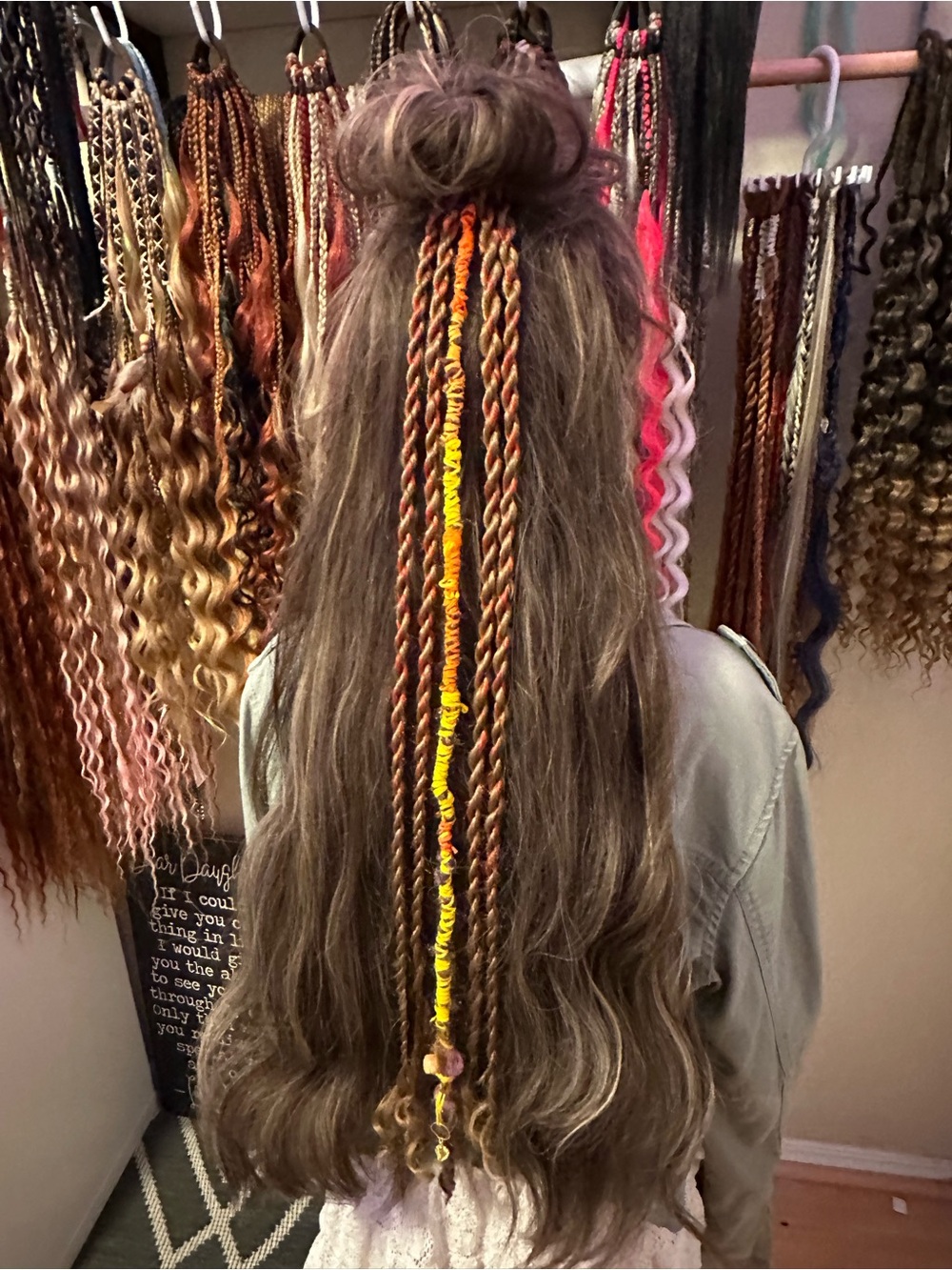Handcrafted Brown Hair Wraps with Yellow & Orange Accents